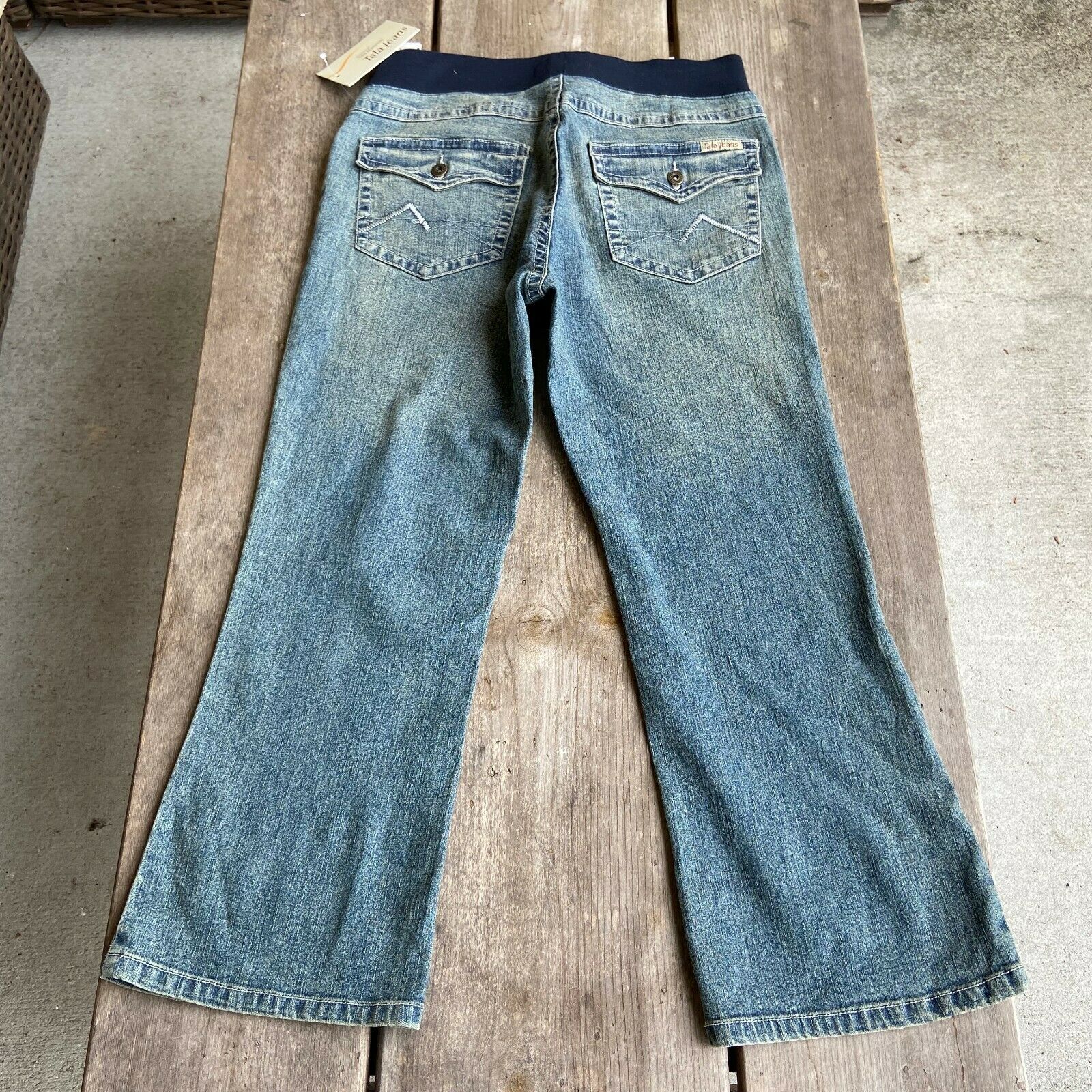 Tala Jeans Womens Capris Size Small Denim Blue Dirty Look Maternity New — image 3 of 5